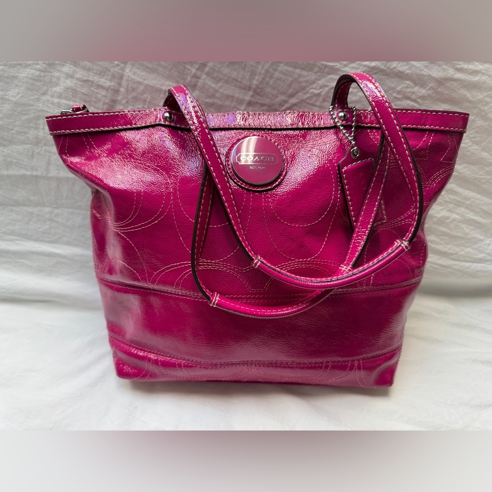 Coach Fuchsia Patent Leather Tote